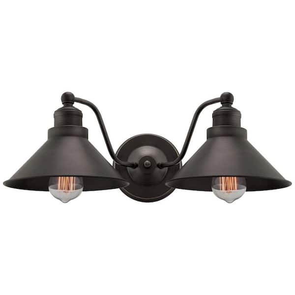 Kira Home Welton 60-Watt Brushed Dark Bronze Industrial Wall Sconce with Brushed Dark Bronze Shade, No Bulb Included