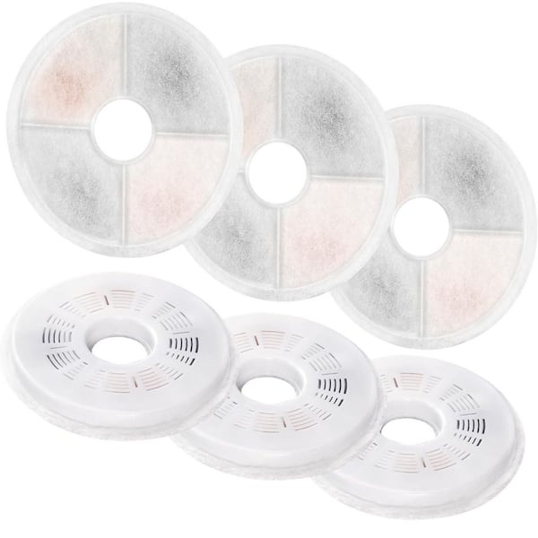 Cat Water Fountain Replacement Filters for 3L Flower Dispenser Automatic Pet Fountain Triple Filtration System 6-Pack