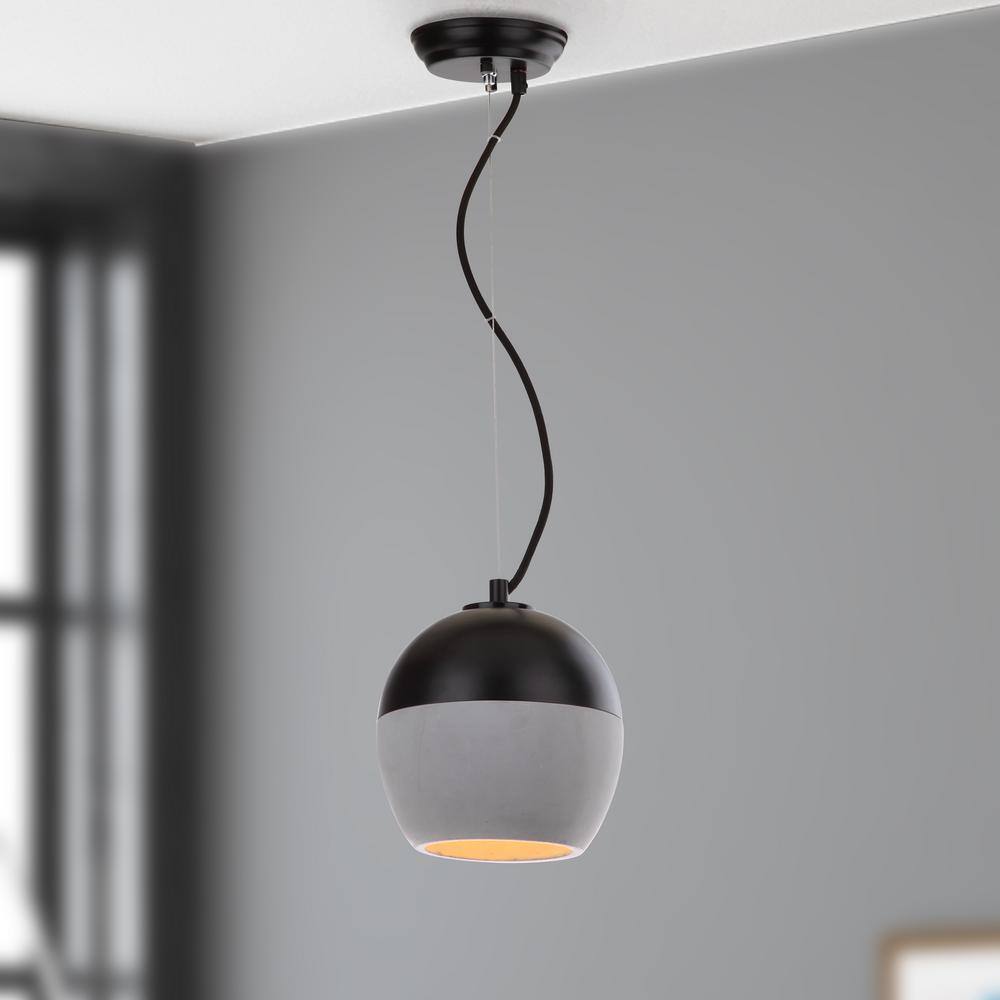 Modern Black and Gray Adjustable Globe Pendant Lamp, 7.88"