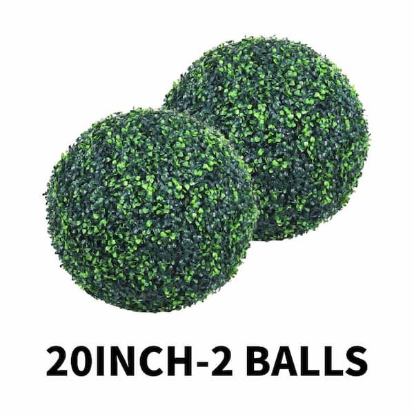 20 in. Round Faux Boxwood Ball 2-PCS UV-Protected Artificial