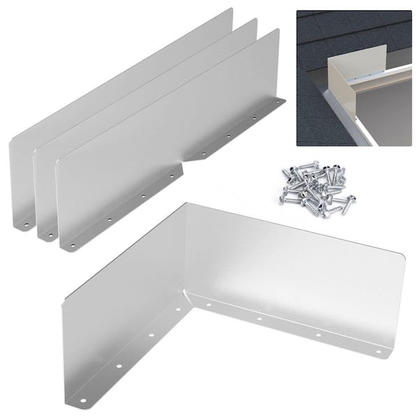 15.7 in. x 3.54 in. Gutter Valley Splash Guard, Rain Roofing Gutter Guards for House Shingle Roofs Corner, 4 Pieces
