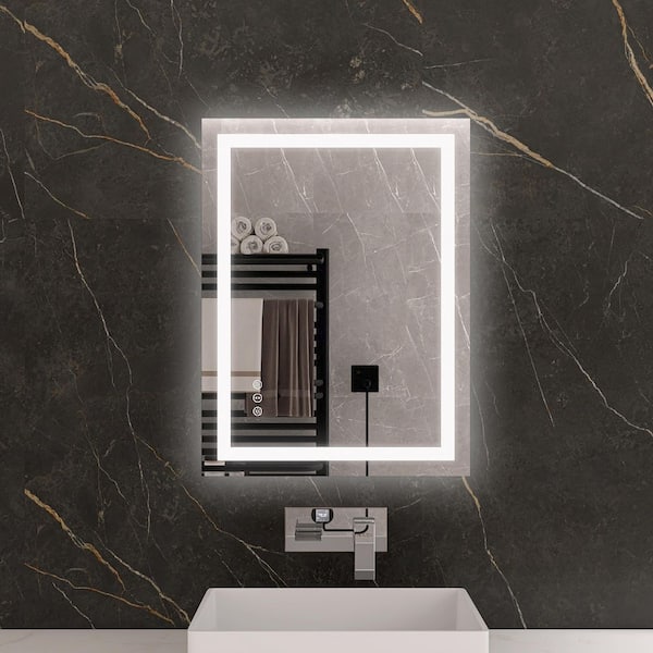 KariMo 24 in. W x 32 in. H Rectangular Frameless Wall Bathroom Vanity Mirror with Backlit Front Light, Dimmable