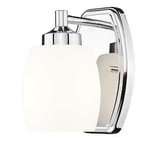 Kendrick 1-Light Chrome Wall Sconce with Matte Opal Glass Shade