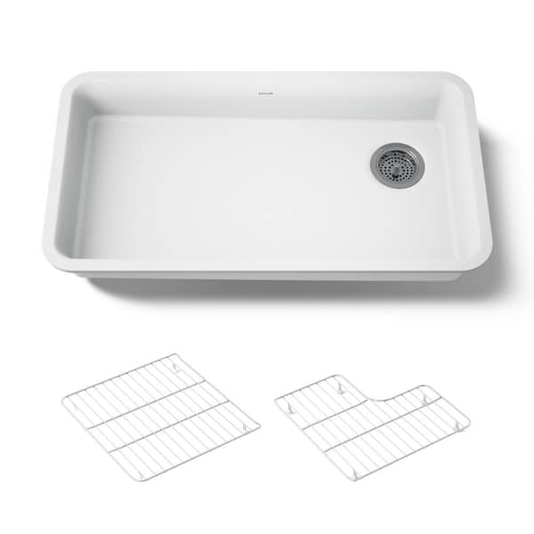 KOHLER Cairn Matte White Granite Composite 33 in. Single Bowl Undermount Kitchen Sink