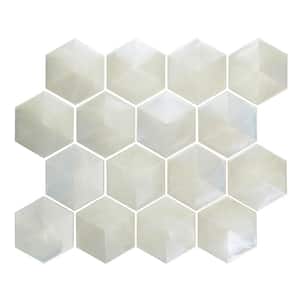 Aurora White 10.32 in. x 11.82 in. Hexagon Glossy Glass Mosaic Tile (8.5 sq. ft./Case)