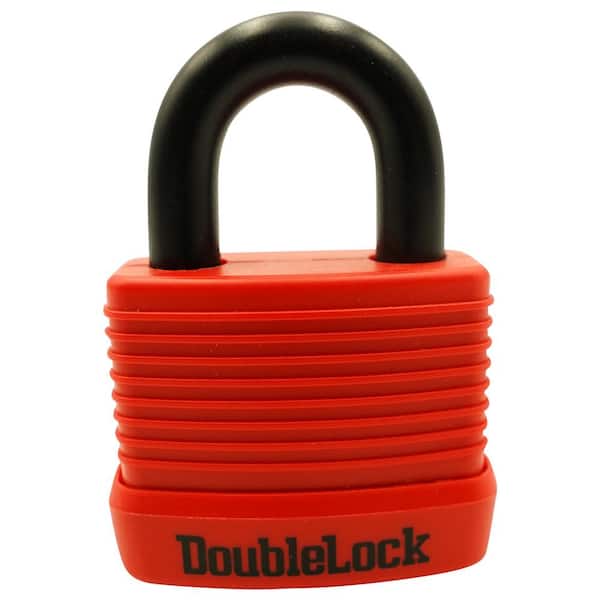 OSPREY, Marine-Grade Large Padlock, 50 mm 1-Piece Brass and Aluminum with Red Rubberized Shroud