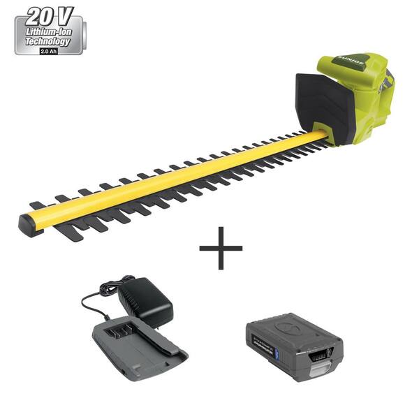 Sun Joe 20 in. 20V Cordless Electric Hedge Trimmer Kit with 2.0 Ah Battery + Charger