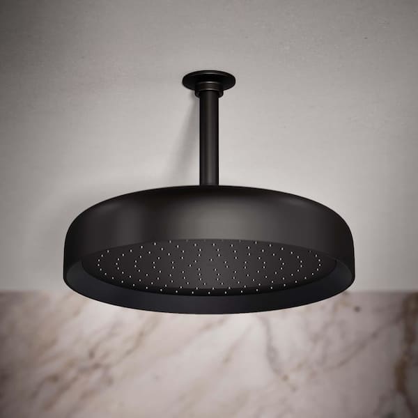 Statement 1-Spray Patterns with 2.5 GPM 10 in. Wall Mount Fixed Shower Head in Matte Black