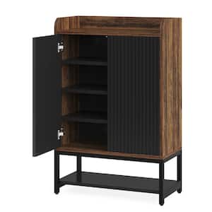 41.5 in. H x 28.7 in. W Brown and Black Engineered Wood Shoe Storage Cabinet