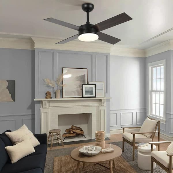 42 in. Black Indoor Ceiling Fan with Light Remote Control, Quiet DC Motor 4-Blade Ceiling Fans 6-Speed Levels