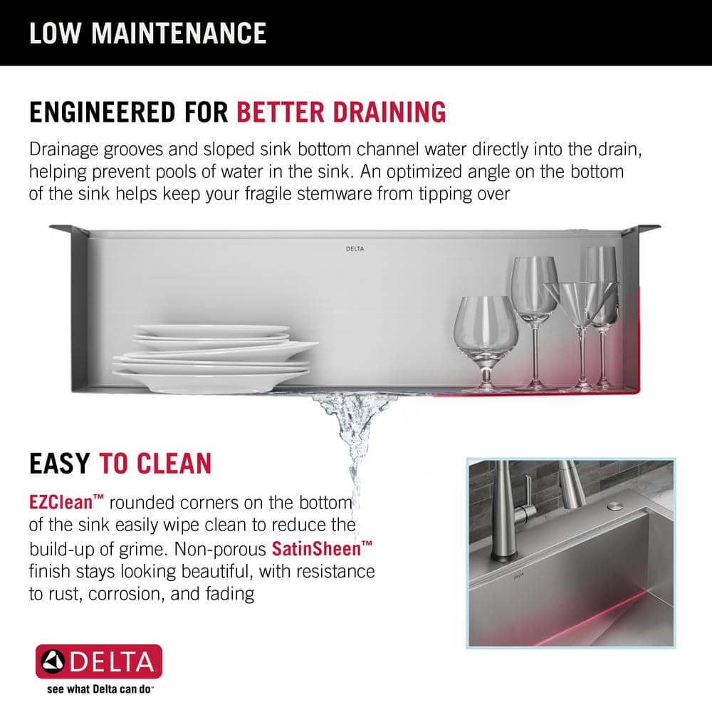 Delta 33-Inch Stainless Steel Single Bowl Workstation Kitchen Sink