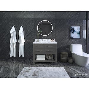 Elizabeth 36 in. W x 22 in. D Vanity in Sapphire Gray with Marble Vanity Top in Carrara White with White Basin