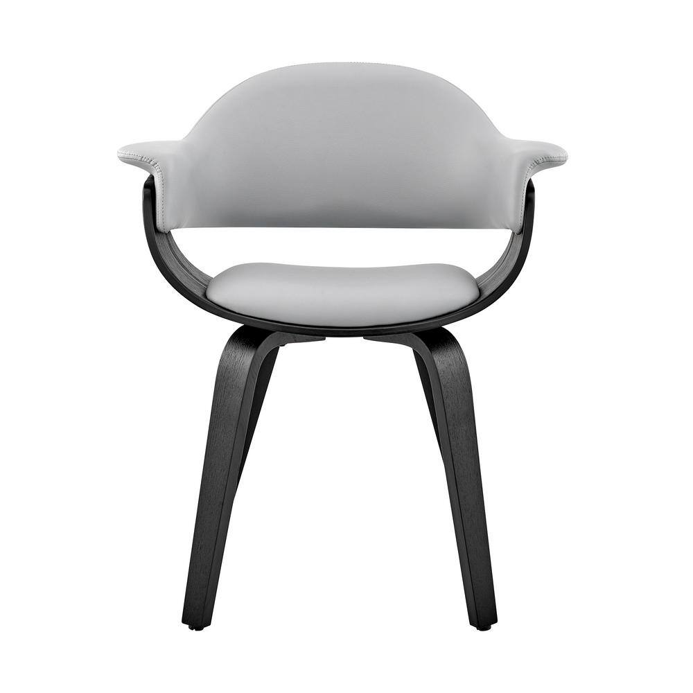 Contemporary Gray Faux Leather Arm Chair with Black Wood Frame