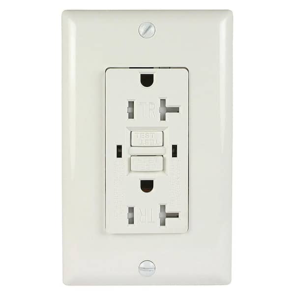 GFCI Duplex Outlet 20 Amp 125-Volt Indoor Tamper Resistant Wall Plate, White