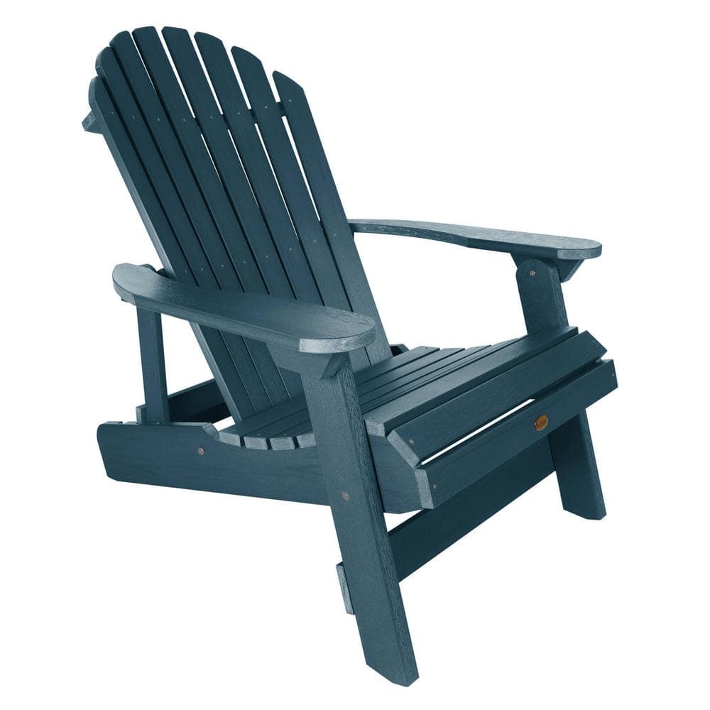 Highwood King Hamilton Nantucket Blue Folding And Reclining Recycled Plastic Adirondack Chair Ad King1 Nbe The Home Depot