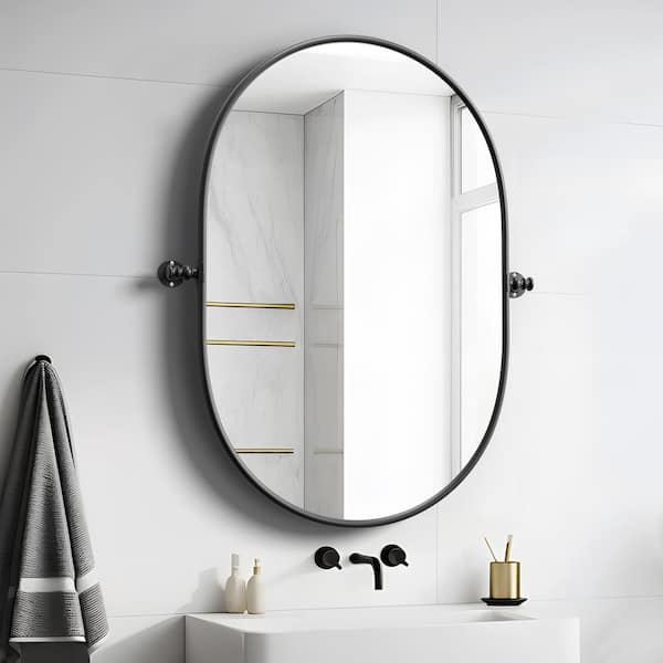 PexFix 23 in. W x 31 in. H Oval Metal Framed Pivoted Bathroom Wall ...