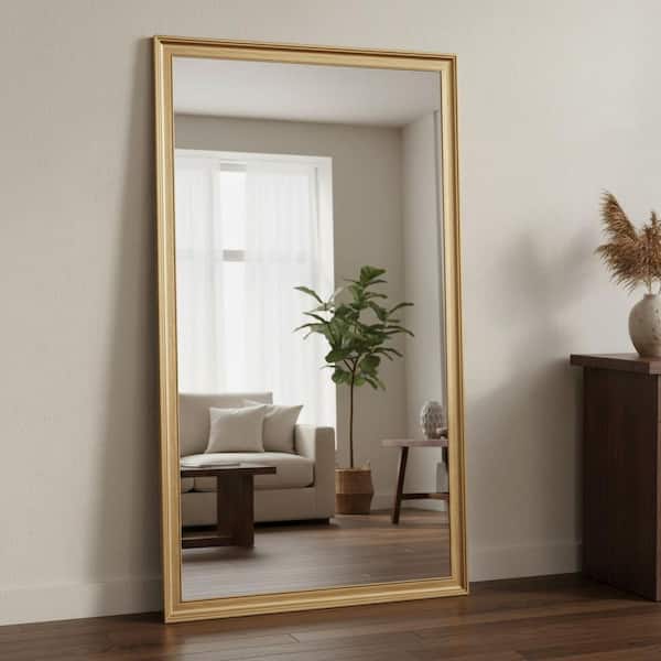 Copper 31.5 in. W x 70.86 in. H Rectangle Metal Full Length Mirror with Artificial Wood Frame
