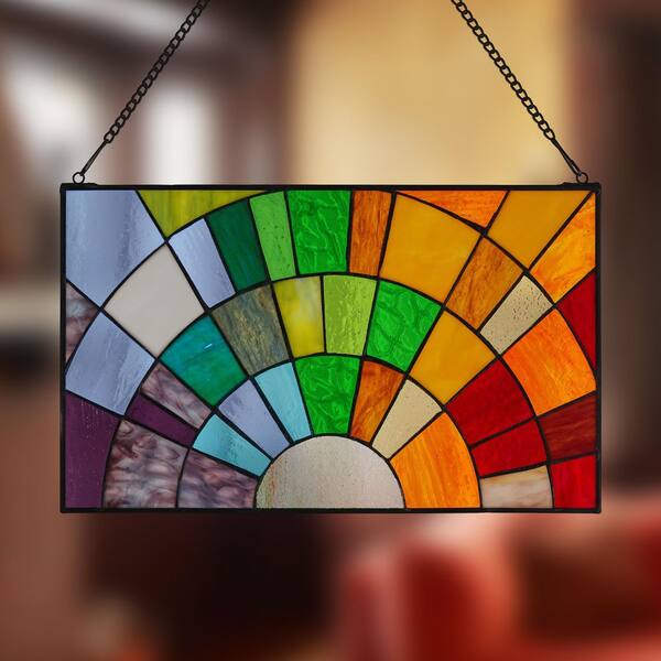 River of Goods Multi Stained Glass Rays of Sunshine Window Panel