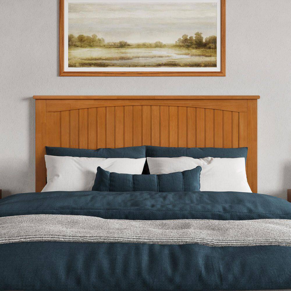 Naples Queen Light Toffee Solid Wood Platform Bed with Headboard and Footboard