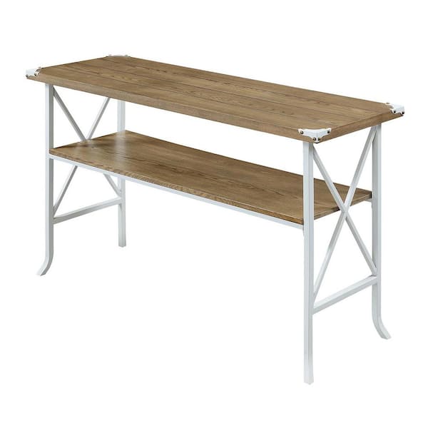 Convenience Concepts Brookline 45.75 in. L Driftwood and White 29.5 in. H Rectangular Wood Top Console Table with Metal Frame