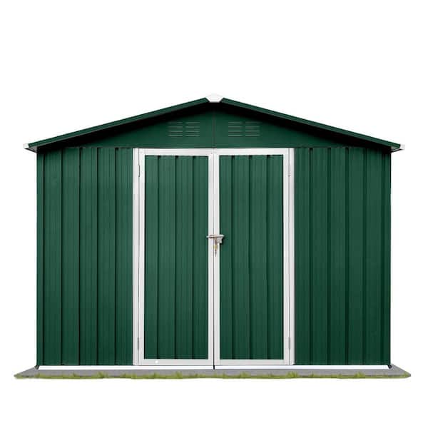 Unbranded 8 ft. W x 10 ft. D Green Metal Outdoor Storage Shed(80 sq. ft.)