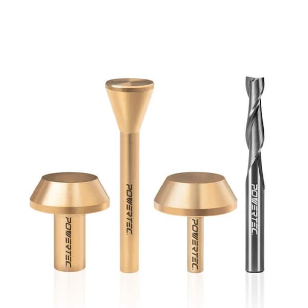 ‎POWERTEC Spiral Router Bit and Router Subbase Centering Pin Set, Up Cut Solid Carbide CNC Router Bit
