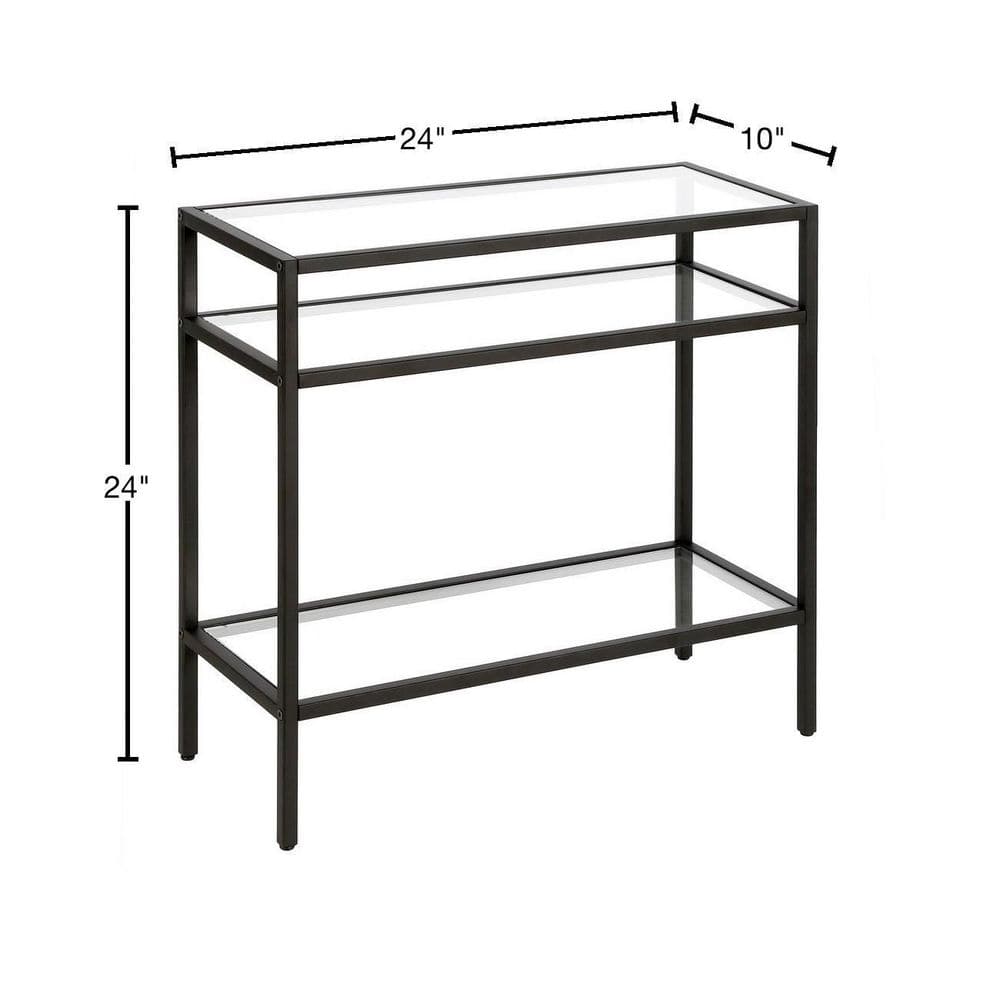 24" Blackened Bronze and Glass Rectangular Side Table