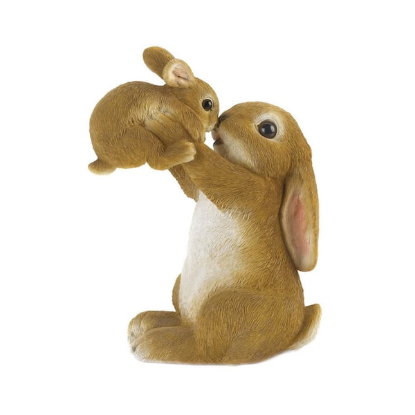 Zingz & Thingz 6.5 in. x 4 in. x 8 in. Playful Mom and Baby Rabbit Figurine
