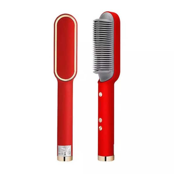 Aoibox Multi Speed Electric Hair Straightening Hot Comb Curling Iron in Red SNSA01 1IN062 The Home Depot