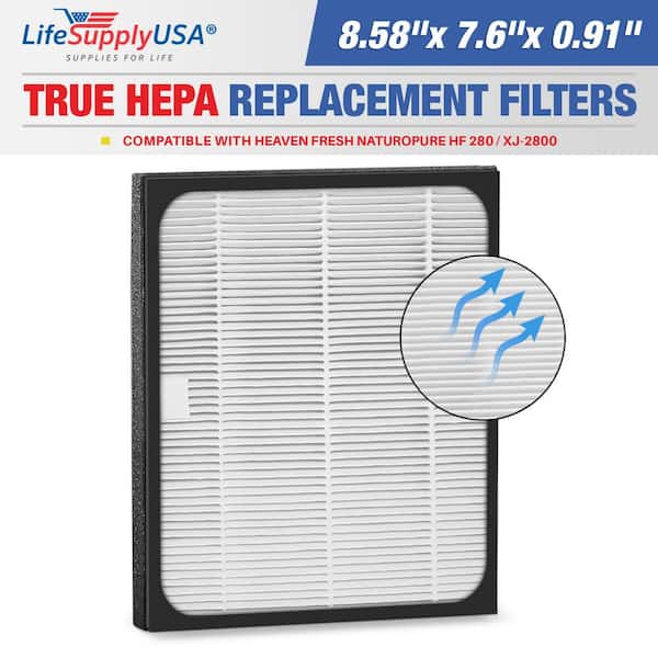 LifeSupplyUSA True HEPA Filter Replacement Compatible with Heaven Fresh NaturoPure HF 280 / XJ-2800 Air Purifier