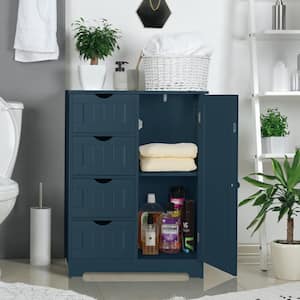 23.6 in. W x 11.8 in. D x 31.6 in. H Teal Blue Freestanding Linen Cabinet with Adjustable Shelf and 4-Drawer
