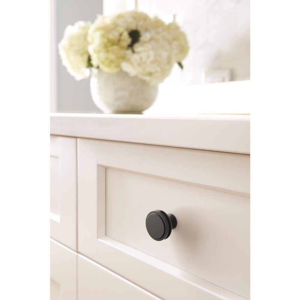 Matte Black Round Modern Cabinet Knob with Mounting Hardware