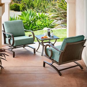 Milano 3-Piece Aluminum Chat Outdoor Patio Set with Teal Cushions