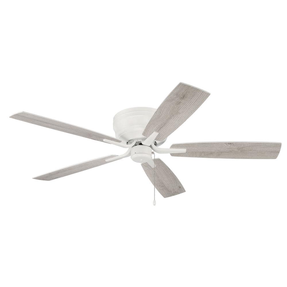 White 52" Low Profile Ceiling Fan with Reversible Blades