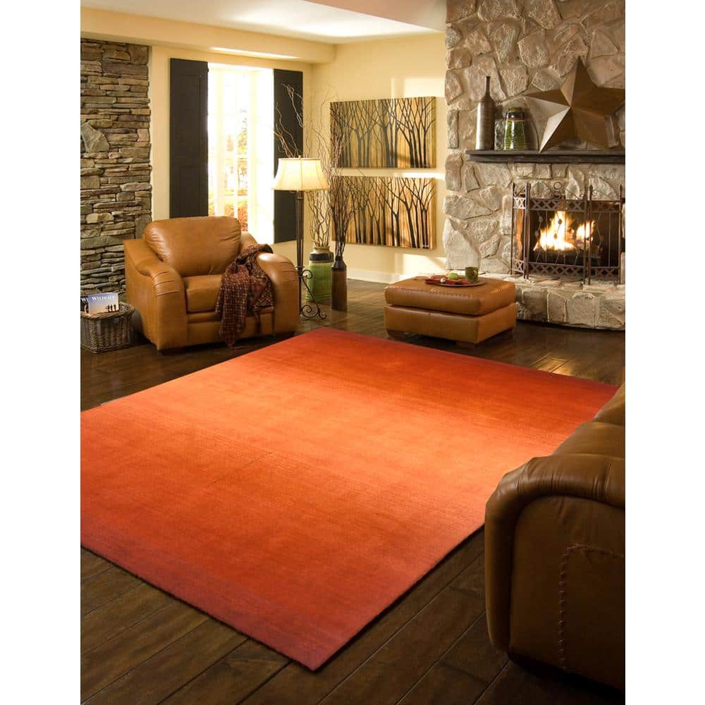 Paprika Ombre Hand-Tufted Wool Rectangular Area Rug