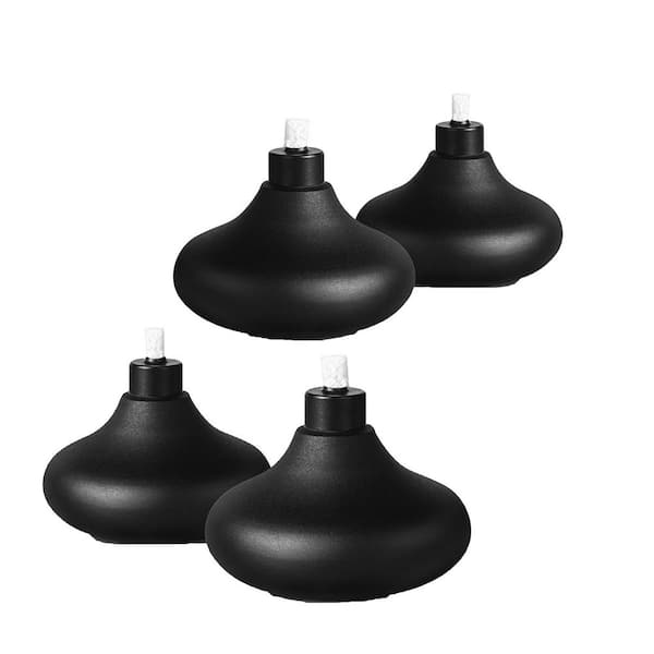 22 oz. Black Metal Citronella Tabletop Torch Decorative Outdoor Refillable Flame Lantern 4-Pack