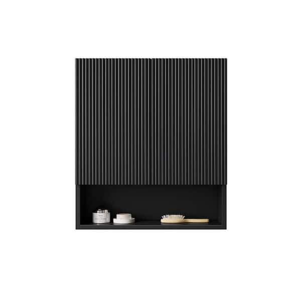 25.98 in. W x 29.53 in. H Rectangular Black MDF and Plywood Surface Mount Medicine Cabinet without Mirror
