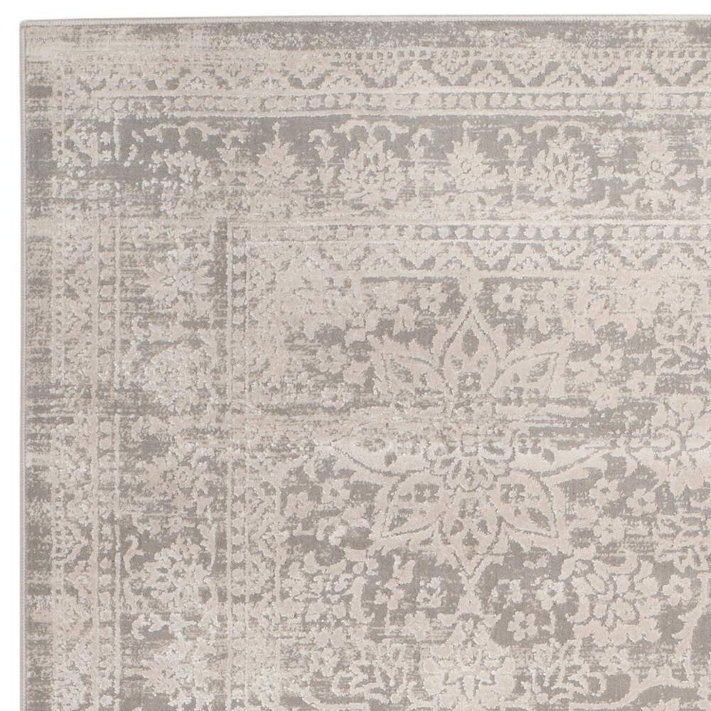 Gray Floral Motif Cotton Synthetic 4' x 6' Area Rug