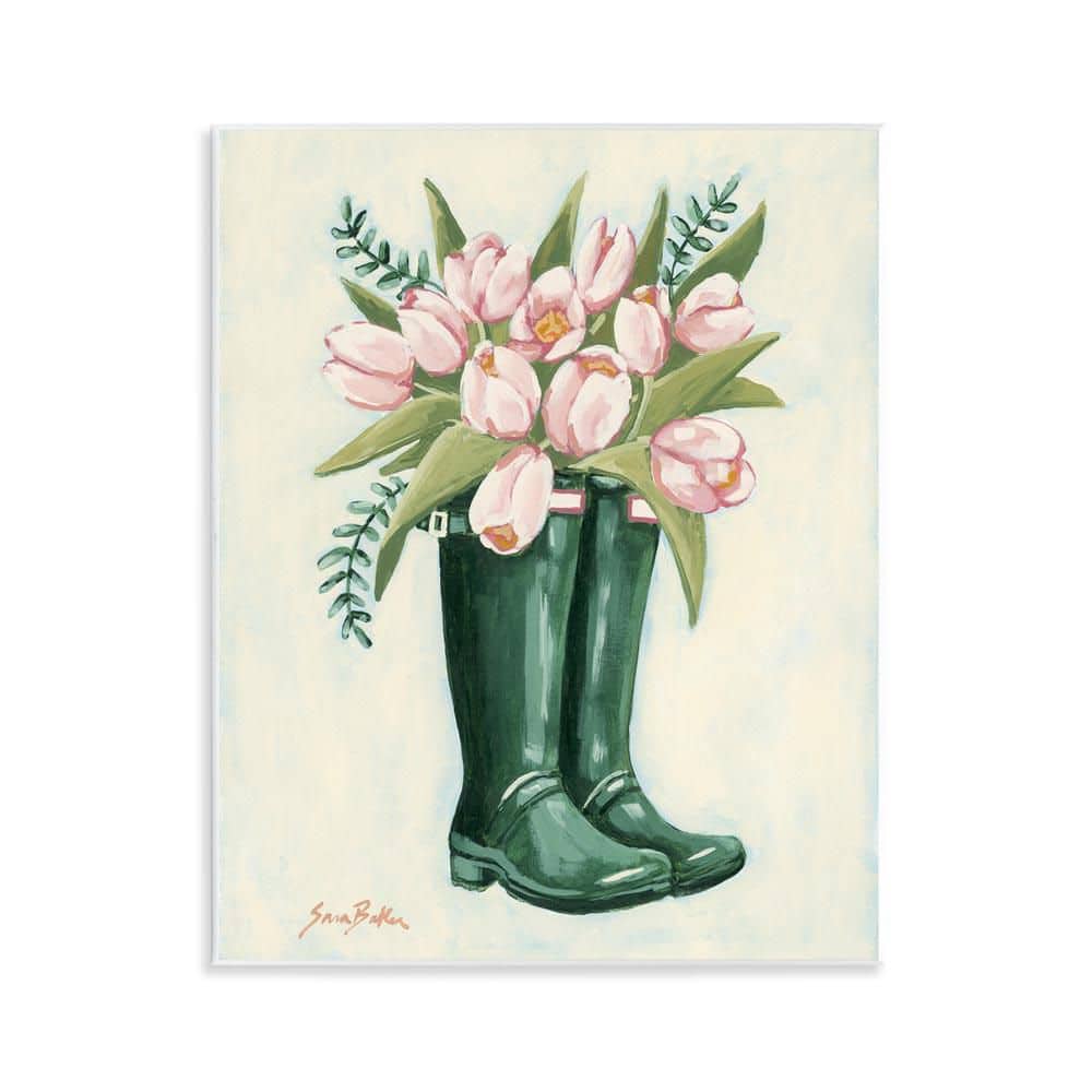 Tulips in Rain Boots by Sara Baker Unframed Nature Graphic Art Print 14 in. x 11 in. price history on PriceWatchPro