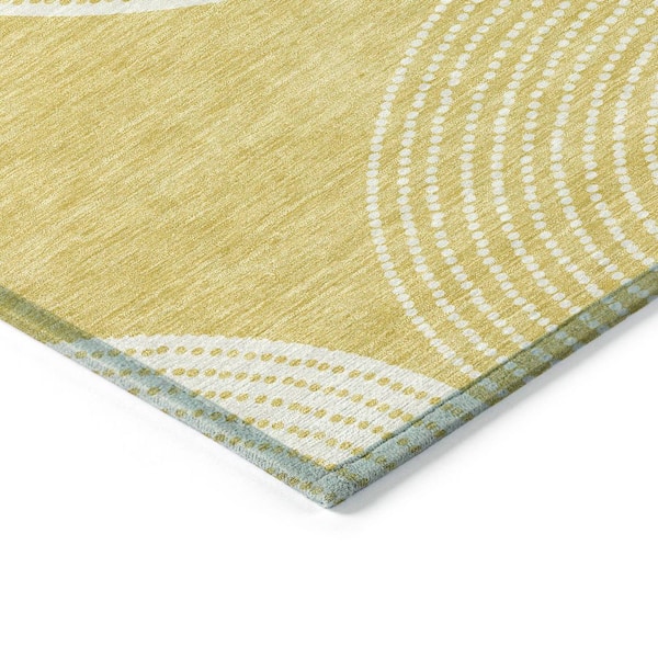 Chantille Machine Washable Indoor/Outdoor Abstract ACN2275 Gold 8 ft. x 8 ft. Area Rug
