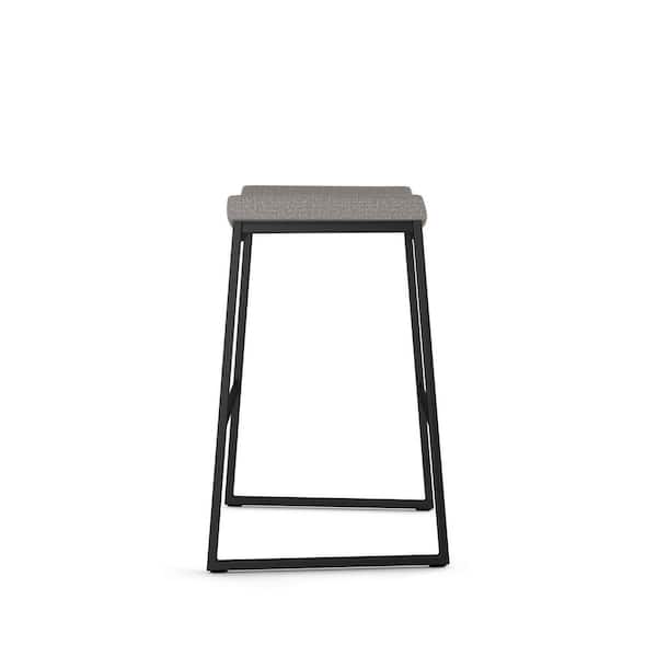 David 30.25 in. Silver Grey Polyester/Black Metal Bar Stool