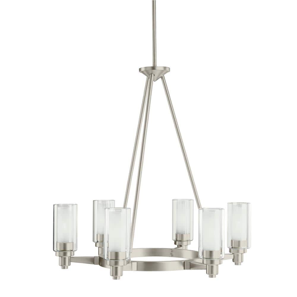 Mini Distressed Bronze 33.5" Contemporary 6-Light Chandelier