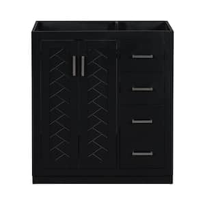 30 in. W x 18 in. D x 33 in. H Bath Vanity Cabinet without Top in Black with Door Storage Shelf and 3-Drawers