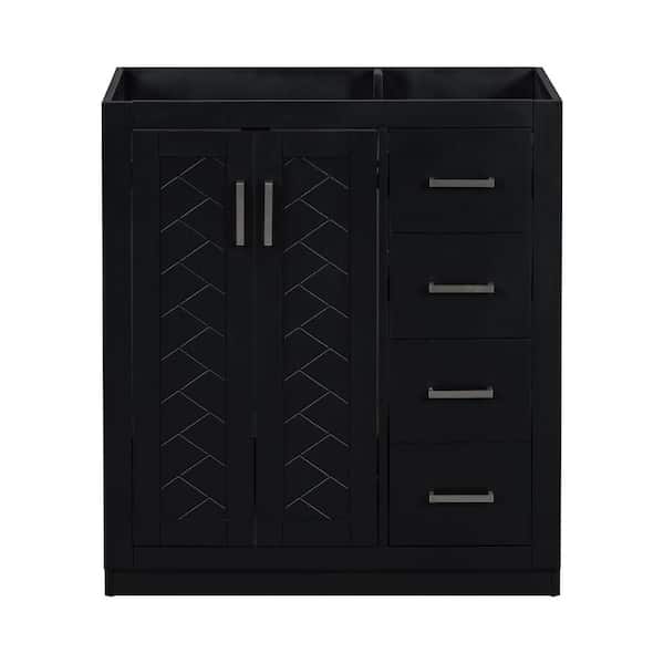 EPOWP 30 in. W x 18 in. D x 33 in. H Bath Vanity Cabinet without Top in Black with Door Storage Shelf and 3-Drawers