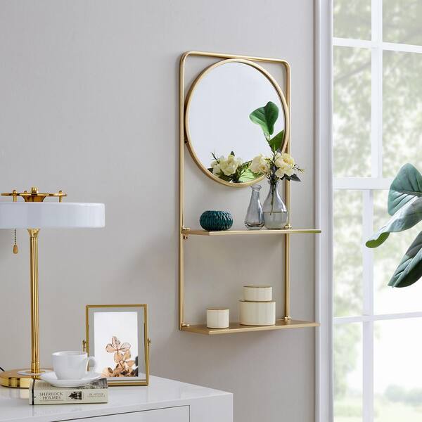 Firstime Co Gold Pharmacy Mirror With Shelves 70215 The Home Depot - Gold Metal Wall Shelf With Mirror Firstime Co Gold Pharmacy Mirror With Shelves 70215 The Home Depot - Gold Metal Wall Shelf With Mirror