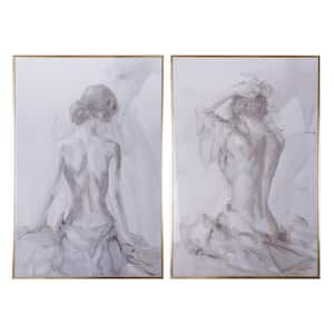 Gold and Gray Artist's Figure Sketches Gallery Picture Frames (Set of 2)