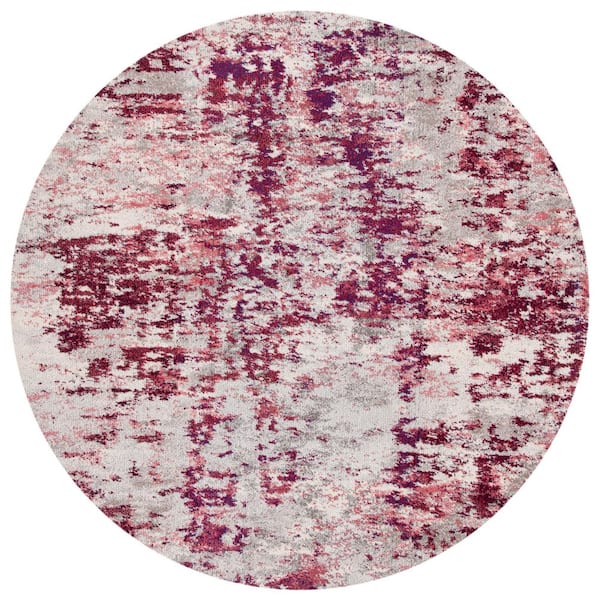 SAFAVIEH Madison Beige/Wine 7 ft. x 7 ft. Geometric Medallion Round Area Rug