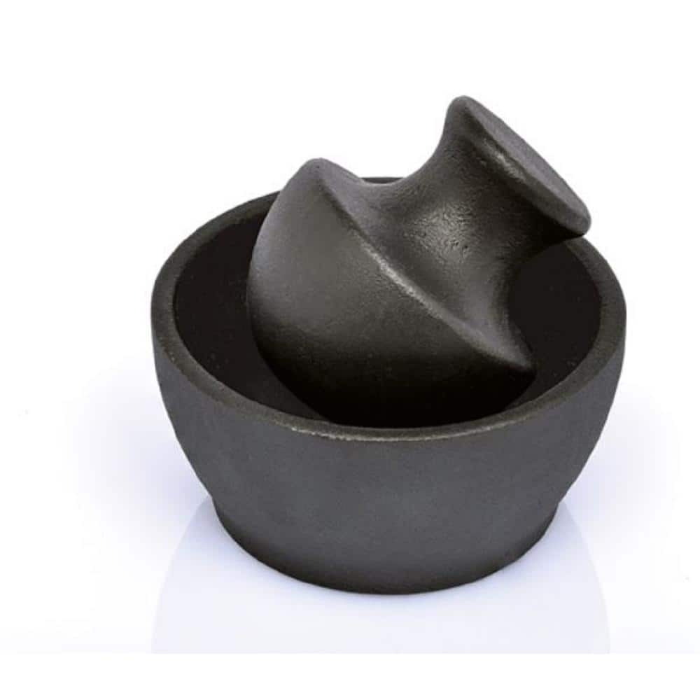 Manu Black Cast Iron Mortar and Pestle Set
