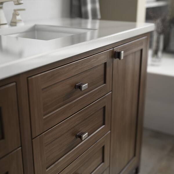 Luxe Square 1-2/5 in. (36 mm) Dual Tone Cocoa Bronze and Satin Nickel Cabinet Knob