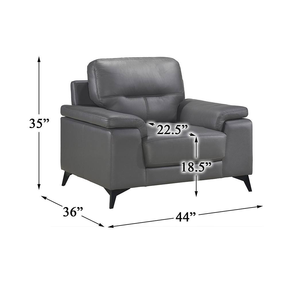 Gray Leather and Manufactured Wood Stationary Accent Chair
